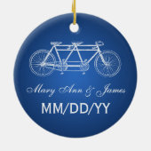Elegant Wedding Favor Tandem Bike Blue Keramisch Ornament (Achterkant)