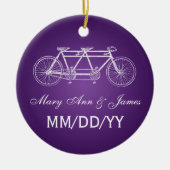 Elegant Wedding Favor Tandem Bike Paars Keramisch Ornament (Voorkant)