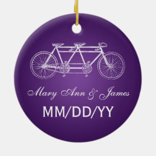 Elegant Wedding Favor Tandem Bike Paars Keramisch Ornament