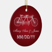 Elegant Wedding Favor Tandem Bike Red Keramisch Ornament (Rechts)