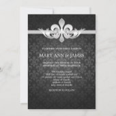 Elegant Wedding Fleur De Lis Black Kaart (Achterkant)
