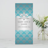 Elegant Wedding Fleur De Lis Blue Kaart (Staand voorkant)