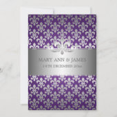 Elegant Wedding Fleur De Lis Paars Kaart (Voorkant)