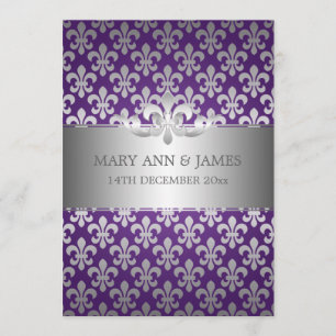 Elegant Wedding Fleur De Lis Paars Kaart