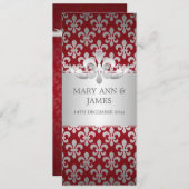Elegant Wedding Fleur De Lis Red Kaart (Voorkant / Achterkant)