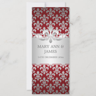 Elegant Wedding Fleur De Lis Red Kaart