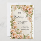 Elegant Wedding Flora Frame With Soft Pink Flowers Kaart (Voorkant)