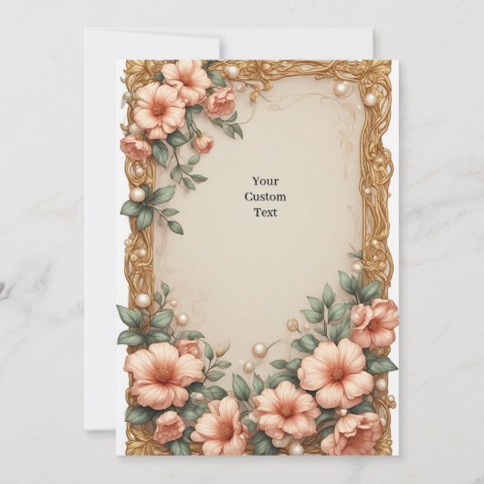 Elegant Wedding Flora Frame With Soft Pink Flowers Kaart (Achterkant)