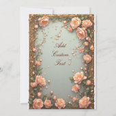 Elegant Wedding Flora Frame With Soft Pink Flowers Kaart (Achterkant)