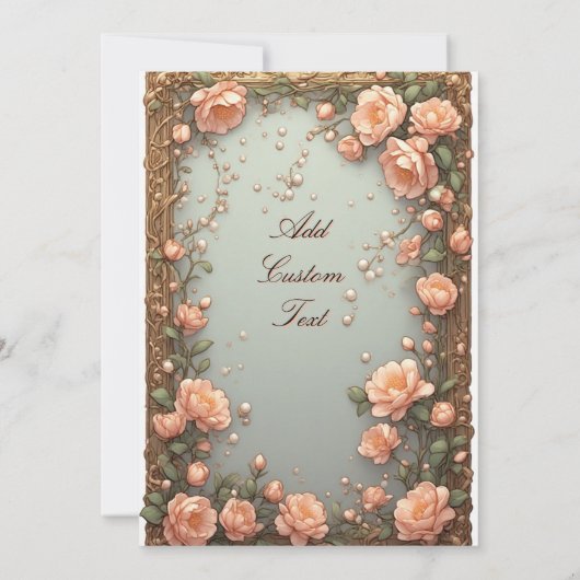 Elegant Wedding Flora Frame With Soft Pink Flowers Kaart (Achterkant)