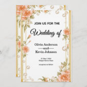 Elegant Wedding Flora Frame With Soft Pink Flowers Kaart (Voorkant / Achterkant)