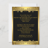 Elegant Wedding  Floral Black Gold Kaart (Achterkant)