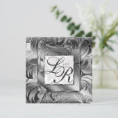 Elegant Wedding Floral Metallic Silver Kaart (Staand voorkant)