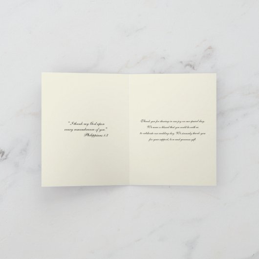 Elegant Wedding Floral Religy Hartelijk dank Bedankkaart (Binnen)