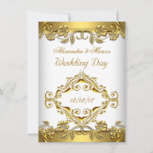 Elegant Wedding  Floral White Gold 2 Kaart (Voorkant)