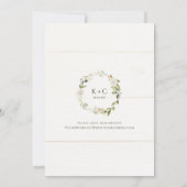 Elegant Wedding Foliage Greenery Gold White Floral Kaart (Achterkant)