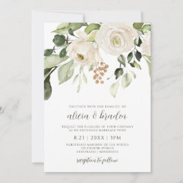 Elegant Wedding Foliage Greenery Gold White Floral Kaart