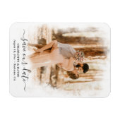 Elegant Wedding Foto bewaart onze datum Magneet (Horizontaal)