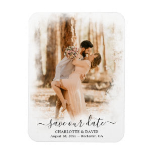 Elegant Wedding Foto bewaart onze datum Magneet