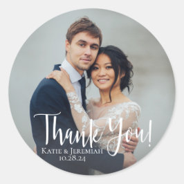 Elegant Wedding Foto Dank je Ronde Sticker