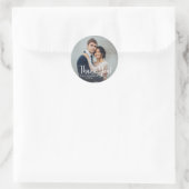 Elegant Wedding Foto Dank je Ronde Sticker (Tas)