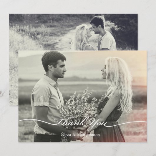 Elegant Wedding Foto Hartelijk dank Bedankkaart (Voorkant / Achterkant)