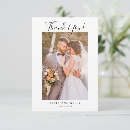 Elegant Wedding Foto Hartelijk dank Bedankkaart (Staand voorkant)