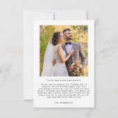 Elegant Wedding Foto Hartelijk dank Bedankkaart (Achterkant)