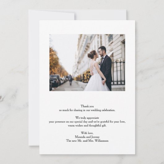 Elegant Wedding Foto Hartelijk dank Bedankkaart (Achterkant)