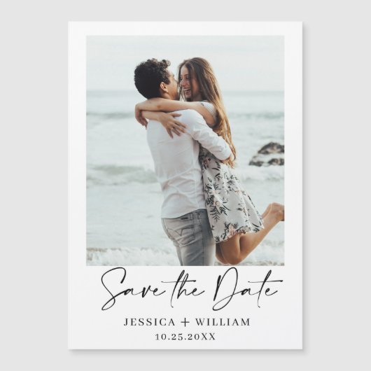 Elegant Wedding FOTO Save the Date Magnetic Kaart (Voorkant)