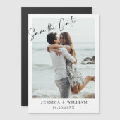 Elegant Wedding FOTO Save the Date Magnetic Kaart (Voorkant / Achterkant)