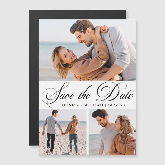 Elegant Wedding FOTO Save the Date Magnetic Kaart (Voorkant / Achterkant)