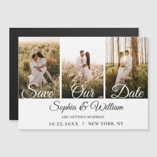 Elegant Wedding FOTO Save the Date Magnetic Kaart (Voorkant / Achterkant)