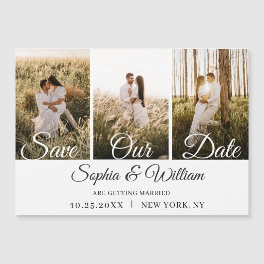 Elegant Wedding FOTO Save the Date Magnetic Kaart (Voorkant)