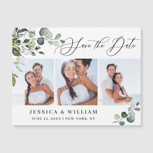 Elegant Wedding FOTO Save the Date Magnetic Kaart (Voorkant)