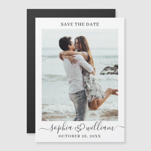 Elegant Wedding FOTO Save the Date Magnetic Kaart (Voorkant / Achterkant)