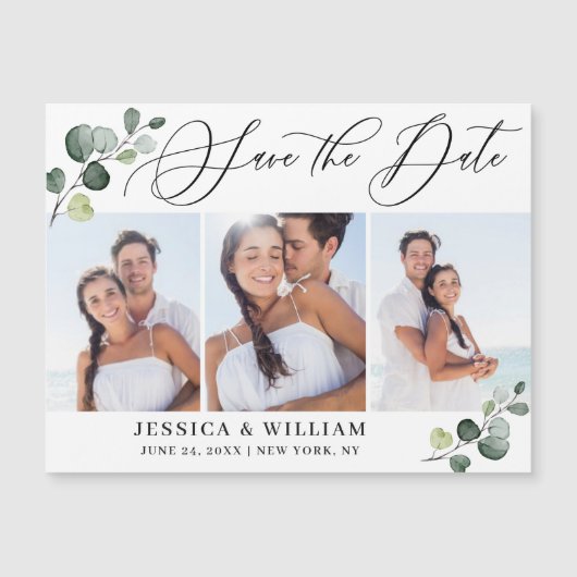 Elegant Wedding FOTO Save the Date Magnetic Kaart (Voorkant)