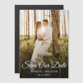 Elegant Wedding FOTO Save the Date Magnetic Kaart (Voorkant / Achterkant)