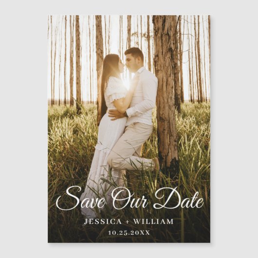Elegant Wedding FOTO Save the Date Magnetic Kaart (Voorkant)
