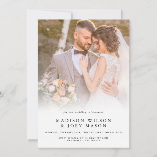 Elegant Wedding Foto zwart script Kaart (Voorkant)