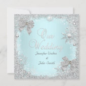 Elegant Wedding Glitter Blauwgroen Silver White Bo Kaart (Voorkant)
