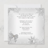 Elegant Wedding Glitter Silver White Bow Kaart (Achterkant)