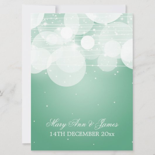 Elegant Wedding Glow & Sparkle Mint Kaart (Achterkant)