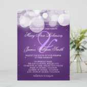 Elegant Wedding Glow & Sparkle Paars Kaart (Staand voorkant)