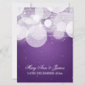 Elegant Wedding Glow & Sparkle Paars Kaart (Achterkant)