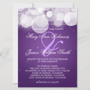 Elegant Wedding Glow & Sparkle Paars Kaart