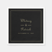 Elegant Wedding Gold Black Script Minimalist Chic Servet (Voorkant)