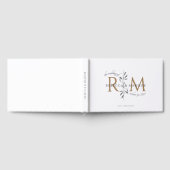 Elegant Wedding Gold Botanical Monogram Gastenboek (Volledig)