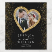 Elegant Wedding Gold Custom Photo Wijn Etiket (Enkel label)