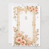 Elegant Wedding Gold Frame With Soft Pink Flowers Kaart (Achterkant)